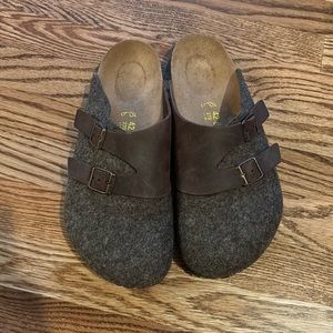 Birkenstock Unisex Slip On Mules Clog Gray Wool Size 42